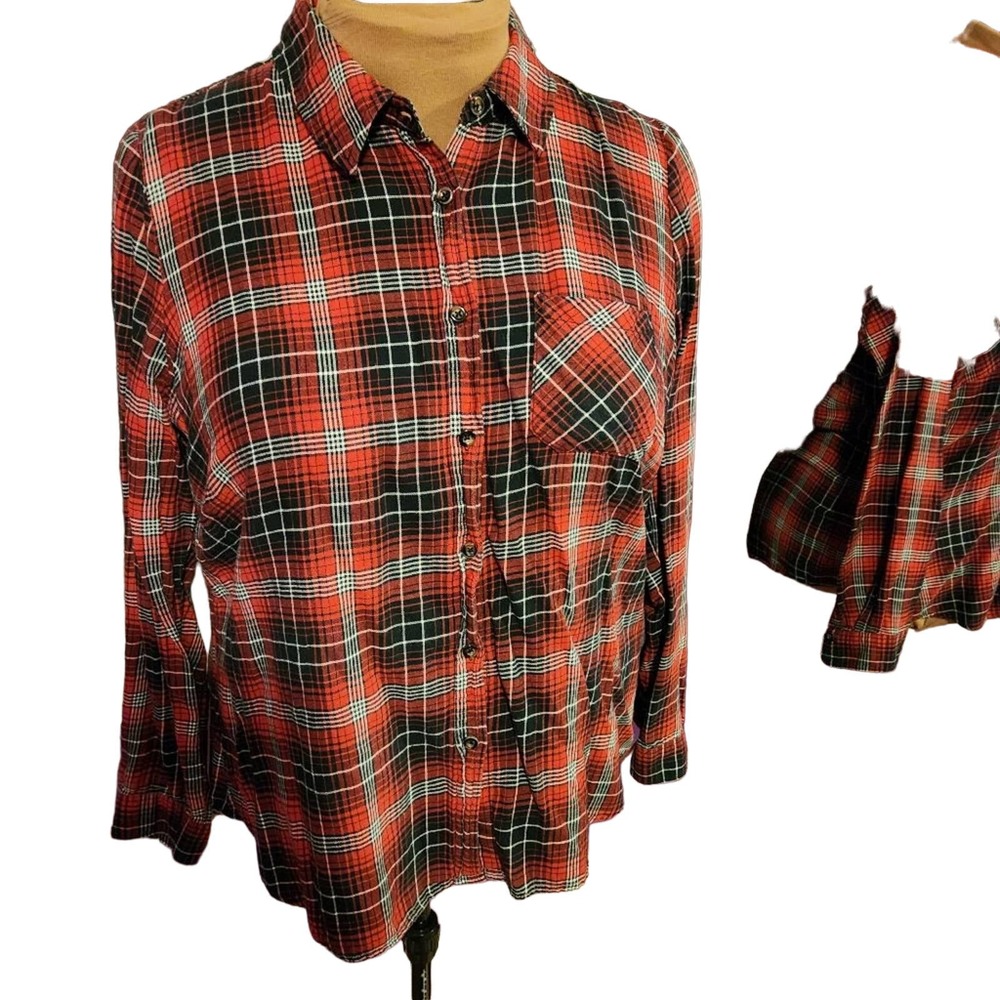 Forever 21 3x red plaid button up shirt